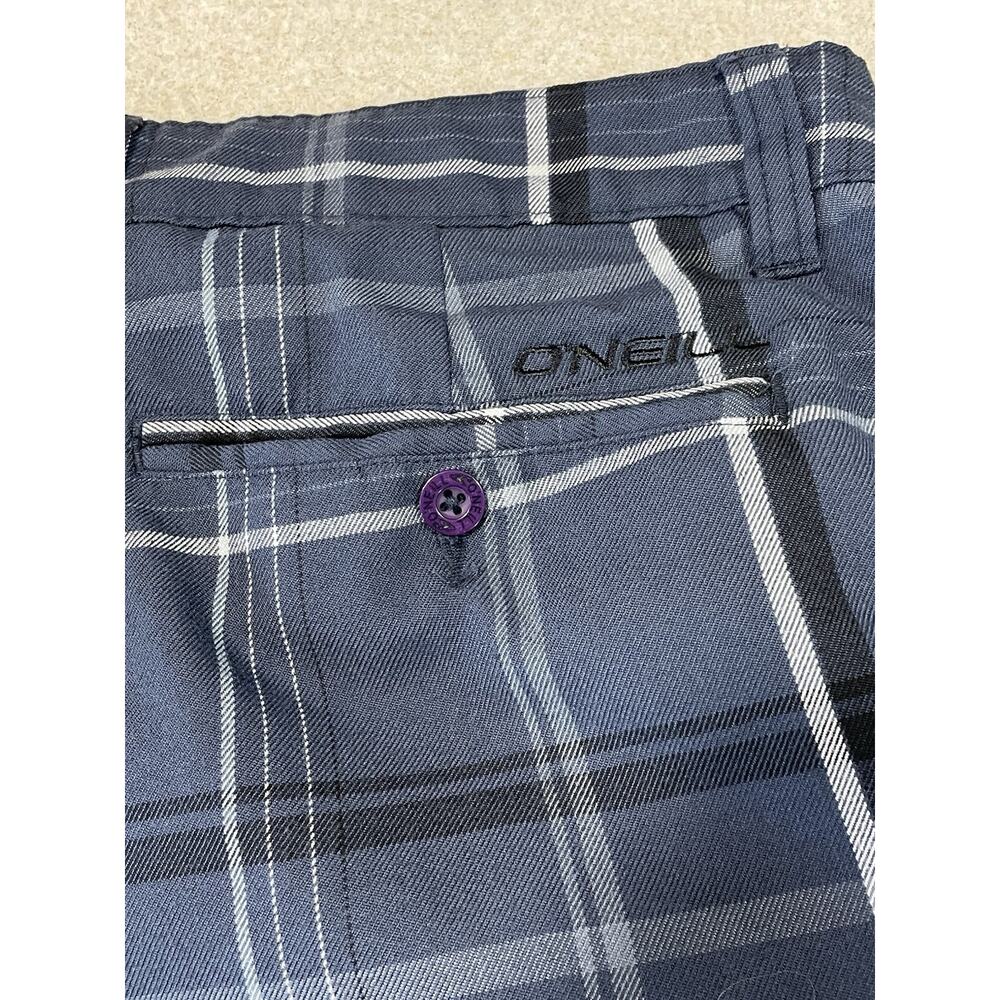 O'Neill Men's Plaid Blue Casual Shorts Size 38 Flat Front Pockets Zip - Picture 6 of 12